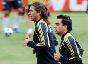 Ramos, entrenando con Xavi